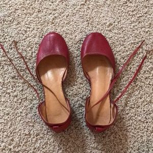 Red Leather Ballet flats